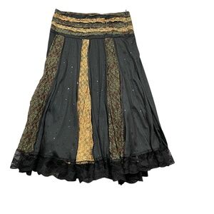 Voxx Skirt Medium Eclectic Gypsy Hippie Lined Side Zip